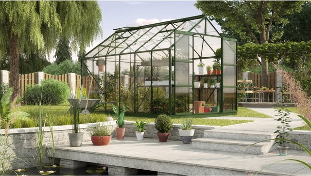 Vitavia Gewächshaus Uranus 9900 in Smaragdgrün mit 9,9 m² Fläche und 3 mm ESG-Glas - Bild 1