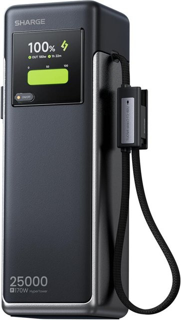 Sharge HyperTower X6 Powerbank Grau 25000mAh 170W mit USB-C und USB-A Schnellladung - Bild 1