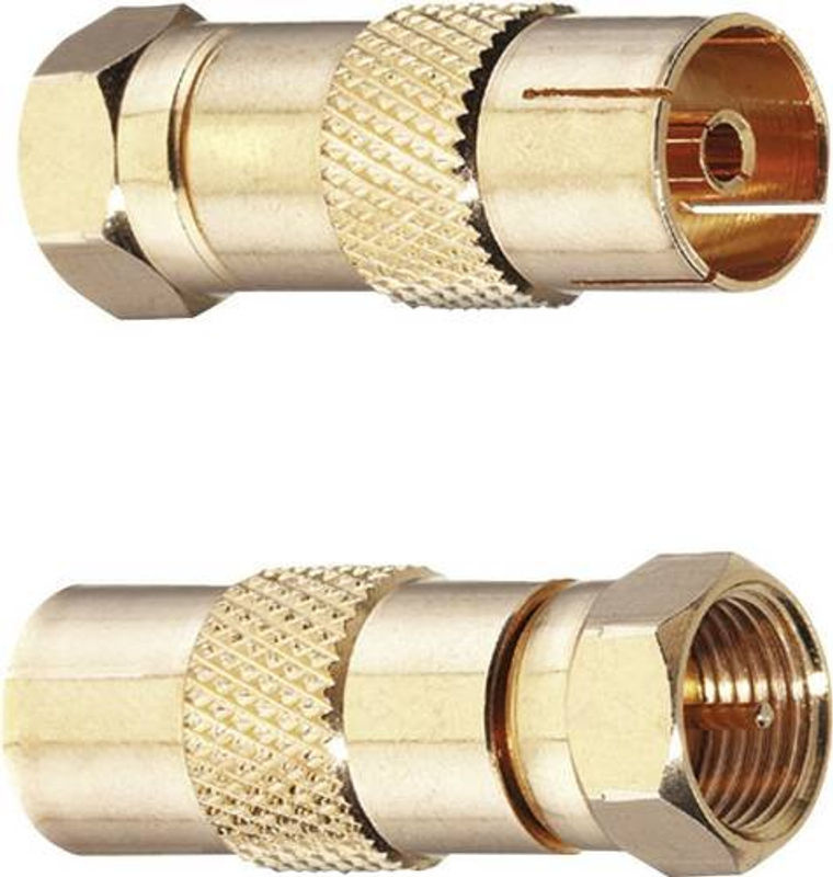 Oehlbach 4402 F-Koax-Adapter vergoldet mit F-Stecker und Koax-Buchse IEC, 2 Stück - Bild 2