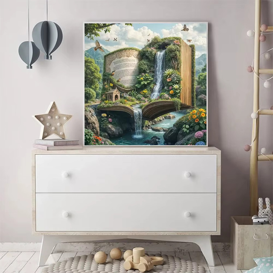 Momoart Diamantmalerei-Set mit abstrakten Landschaftsmotiven in Mehrfarbig, rund, 20 x 20 cm - Bild 3
