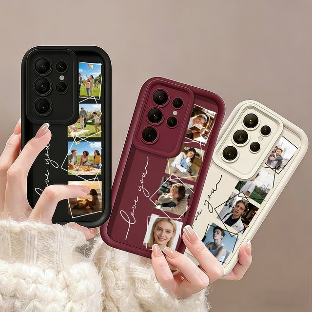 Individuelle Handyhülle aus weichem TPU für Samsung Galaxy S26 S25 S24 S23 S22 S21 S20 Ultra Plus FE A56 mit eigenem Foto in Rot - Bild 1