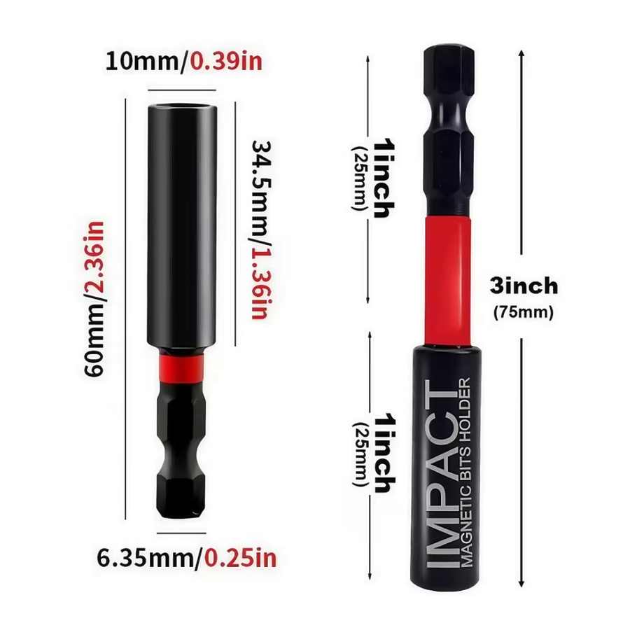 Probon Magnetischer Bit-Halter für Schraubendreher-Verlängerung, Schwarz, 60 mm Länge, 1/4 Zoll Anschluss - Bild 5