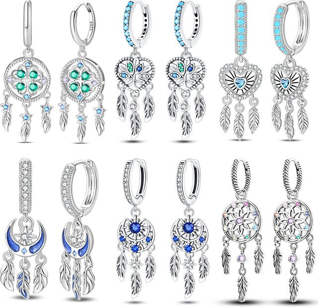 Qikaola Creolen Ohrringe 925 Sterling Silber, Türkis, Zirkon, Damen - Bild 1
