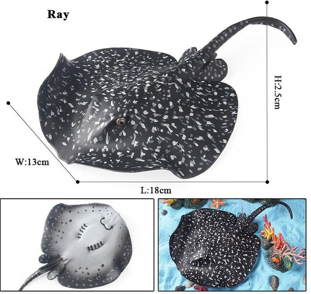 Oenux Meerestiere Rochen Teufelsrochen Mantarochen Spielfiguren 10-teiliges Set - Bild 1