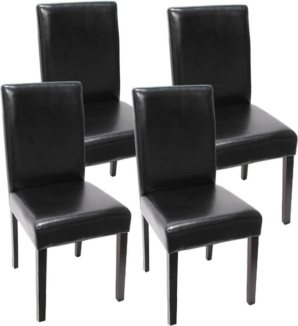 4er-Set MCW Esszimmerstühle Littau aus Kunstleder in Schwarz mit dunklen Beinen - Bild 2