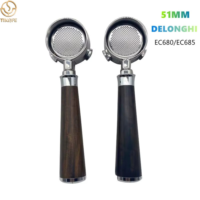 Bodenloser Siebträger mit 14g Filterkorb in Silber für DeLonghi Dedica EC680 EC890 EC820 EC900 und SMEG, 51mm - Bild 5