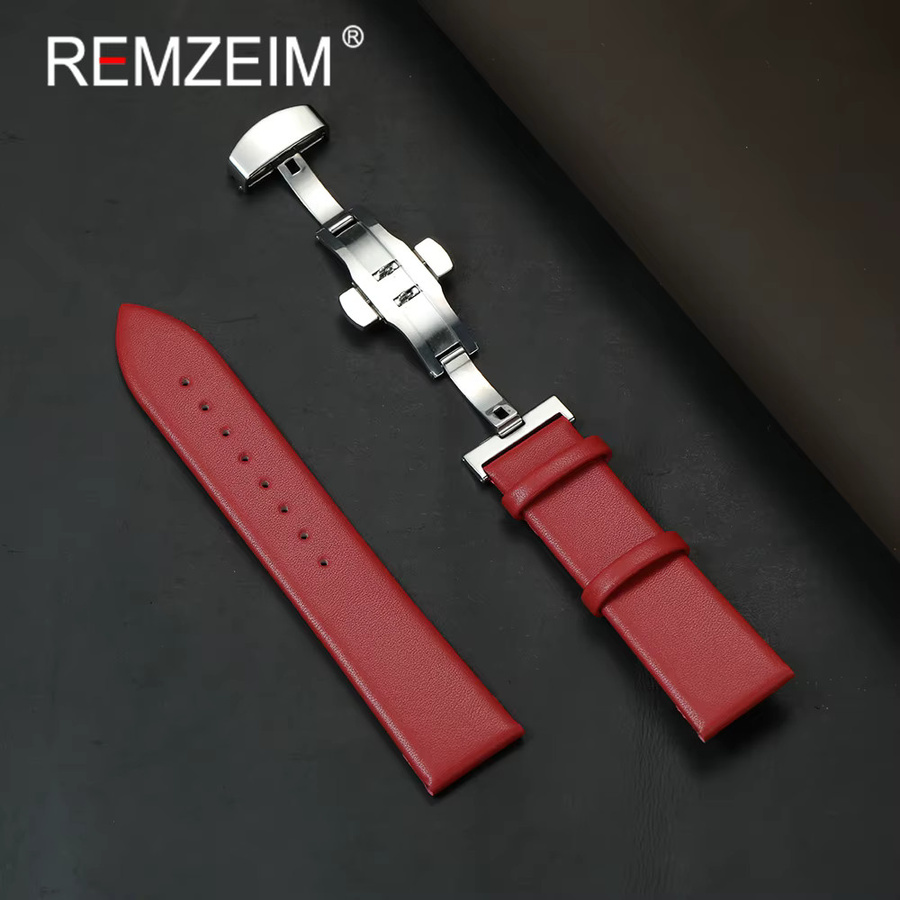 REMZEIM Uhrenarmband Kunstleder, Schmetterlingsschnalle, Unisex - Bild 1
