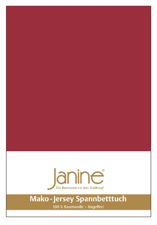 Janine Mako Jersey Spannbetttuch Bettlaken aus Baumwolle, Farbe: Granatrot, B/T: 140 x 160 cm, L: 200 cm - Bild 1