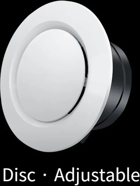 Runde Ablufthaube aus weißem ABS-Kunststoff als Entlüftungs-Gitter und Diffusor für die Kanalisierung, erhältlich in den Durchmessern 75 mm, 100 mm, 125 mm oder 150 mm - Bild 1