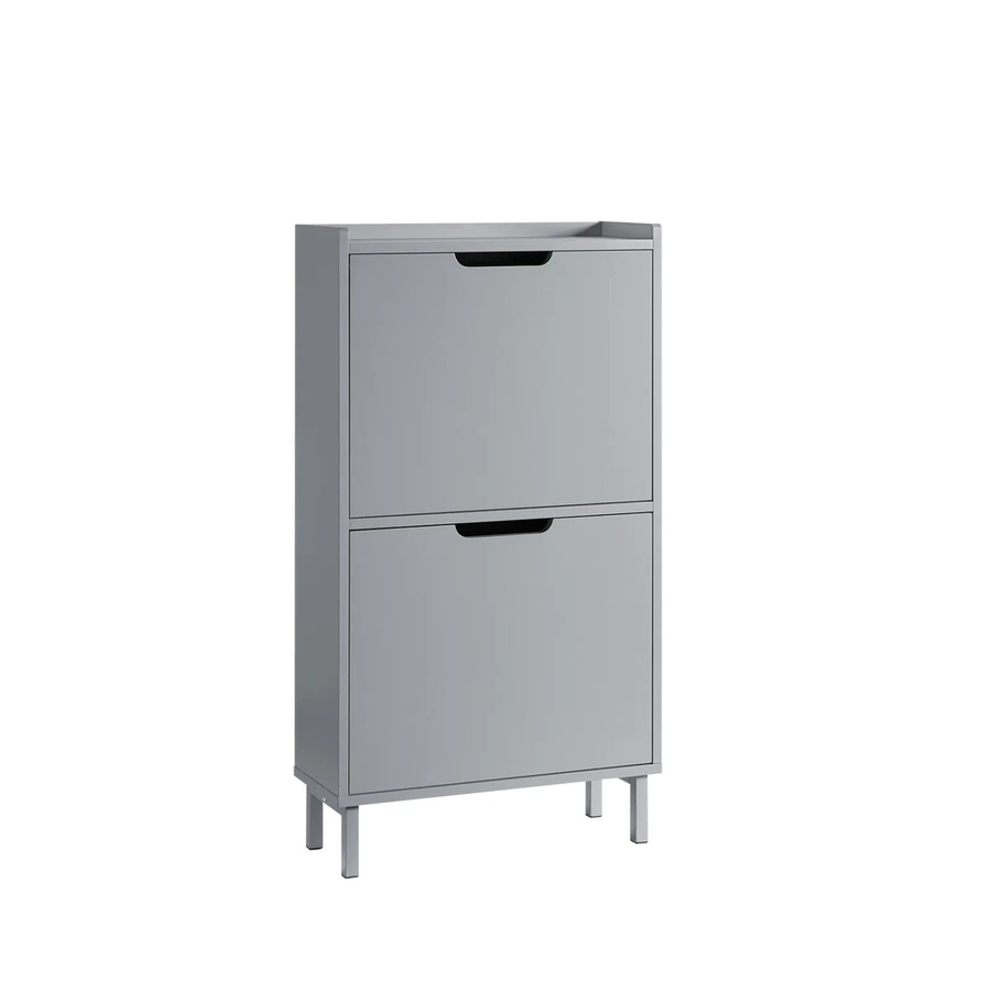 SoBuy Schuhkipper Schuhschrank mit 2 Klappen in Grau FSR151-HG, B/T/H: 50 x 24 x 90 cm - Bild 2