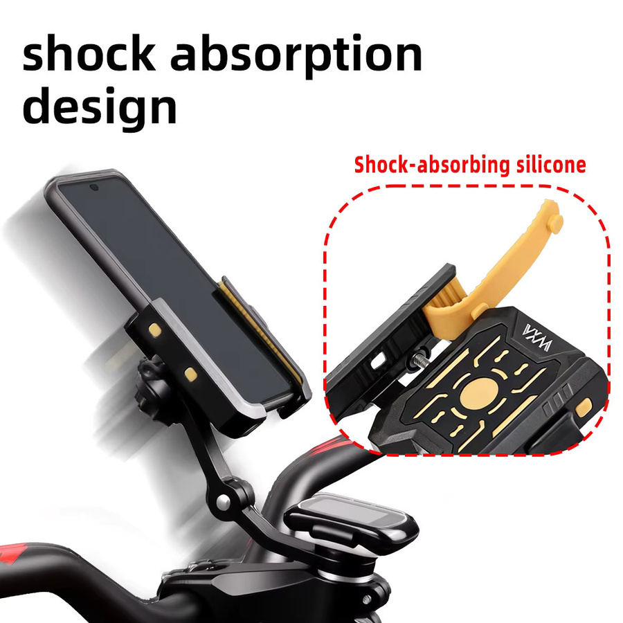 Fahrrad-Handyhalterung mit verstellbarem und stoßdämpfendem Halterungsset für Mountainbikes in Schwarz und Gold - Bild 4