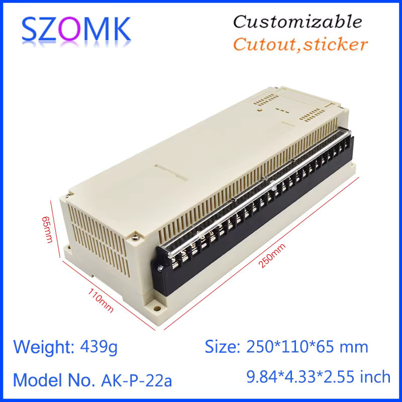 SZOMK DIN-Schienen-Kunststoffgehäuse für Elektronik und SPS-Geräte, Weiß, B/T/H: 25,0 x 11,0 x 6,5 cm - Bild 1