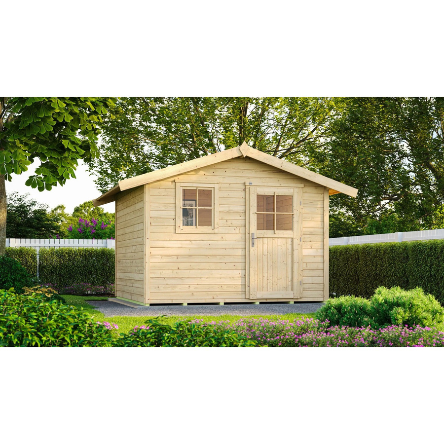 WEKA Gartenhaus 123 Gr.3 mit Satteldach aus Fichtenholz in Beige, B/H/T: 390 x 247 x 205 cm - Bild 2