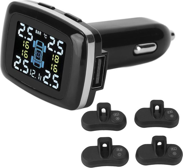 Neoglint Smartes TPMS Reifendrucküberwachungs-Alarmsystem mit 4 internen Sensoren, Schwarz - Bild 1