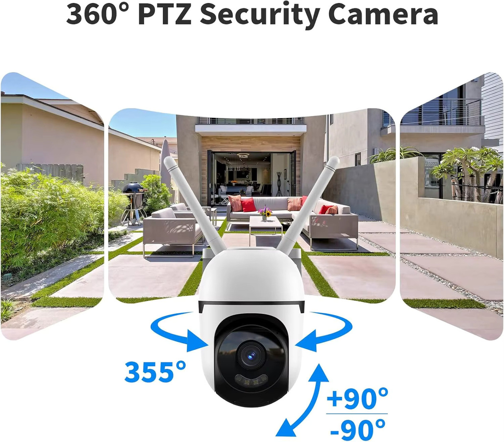 WESECUU AI 2K 360° PTZ Außen-Sicherheitskamera, Dual-Band WiFi 5GHz/2.4GHz, IP66 wetterfest, Bewegungserkennung, SOS-Notruffunktion, Weiß - Bild 2
