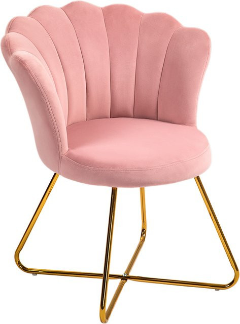 HOMCOM Loungesessel im Lotus-Design mit Armlehnen und Samtoptik in Rosa - Bild 1