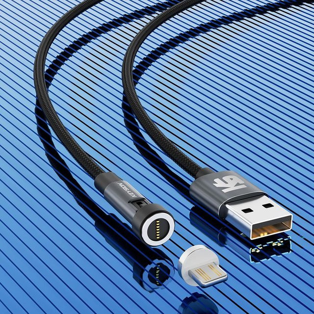 KEYSION Magnetisches USB-Kabel für Gaming mit Schnellladung und Datenübertragung, Typ-C und Micro-USB, Grau, 1m - Bild 1