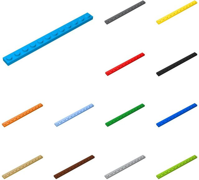 Yiran toy Bausteine Platte 1 x 12, 50-teiliges Set, Bunt / Mehrfarbig - Bild 1