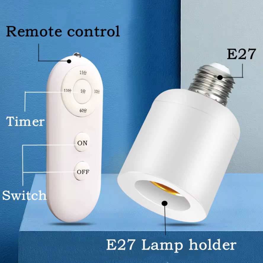 AXUS Intelligenter E27 Lampenfassung mit kabelloser Fernbedienung und Timer in Weiß - Bild 2