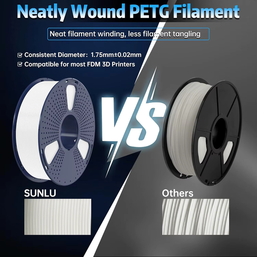 SUNLU PETG-Filament im Dunkeln leuchtend, Blau, 1,75 mm, 1 kg - Bild 3