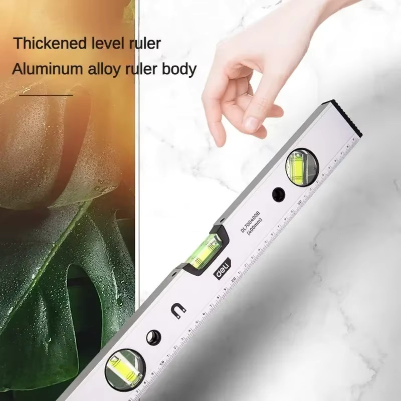 Magnetische Torpedo-Wasserwaage von Deli aus Aluminium in Silber mit 3 Libellen - Bild 5