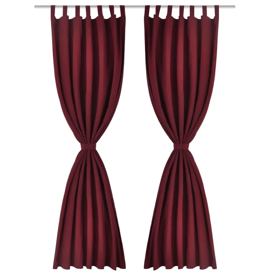 vidaXL Vorhänge aus Satin, 2-teiliges Set, Dunkelrot, B: 140 cm, H: 225 cm - Bild 2