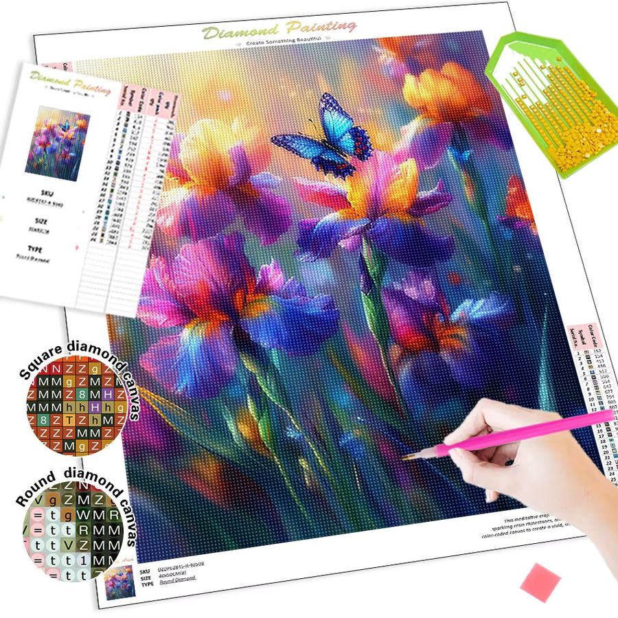 SDOYUNO Diamant-Malerei-Set mit lila Blumen und Landschaft, Full Round Diamanten zum Basteln und als Wanddekoration - Bild 2