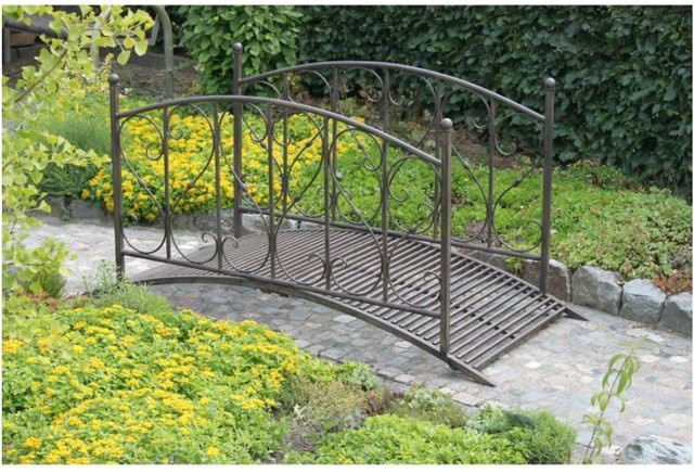 Garden Pleasure Gartenbrücke aus Metall in Rostoptik mit Geländer - Bild 1