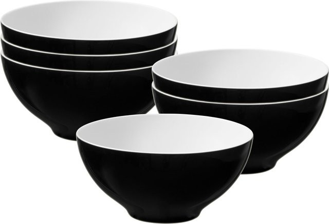 Seltmann Weiden Schüsseln Life Fashion aus Keramik, 6er Set, Weiß und Schwarz, Durchmesser: 15,5 cm - Bild 1