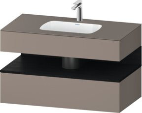 Duravit Qatego Einbauwaschtisch-Möbel-Set in Grau mit integrierter LED-Beleuchtung, B/T/H: 100 x 55 x 60 cm - Bild 1