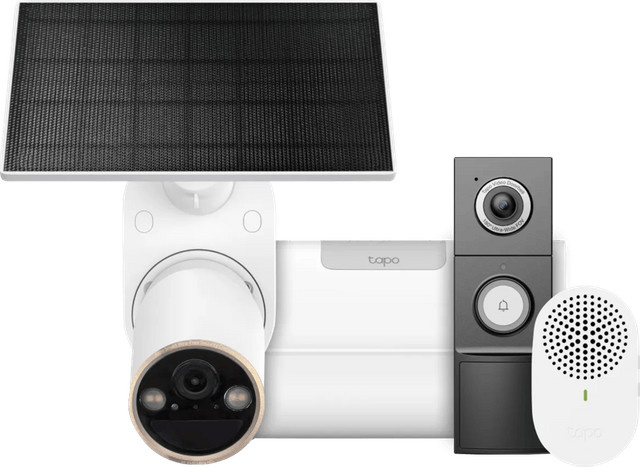TP-Link Tapo C460 Solar Kit mit H500 CentralHub, D235 Smart Battery und Wired Doorbell in Weiß - Bild 1
