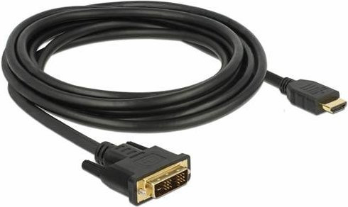 Delock DVI-D auf HDMI Anschlusskabel Schwarz 3m mit vergoldeten Steckern - Bild 1