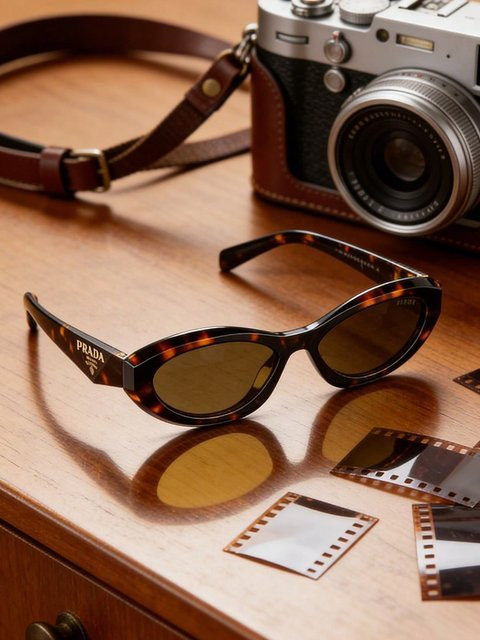 Prada PR26ZS Sonnenbrille Cat-Eye, Acetat, Braun, Damen, Vollrand - Bild 1