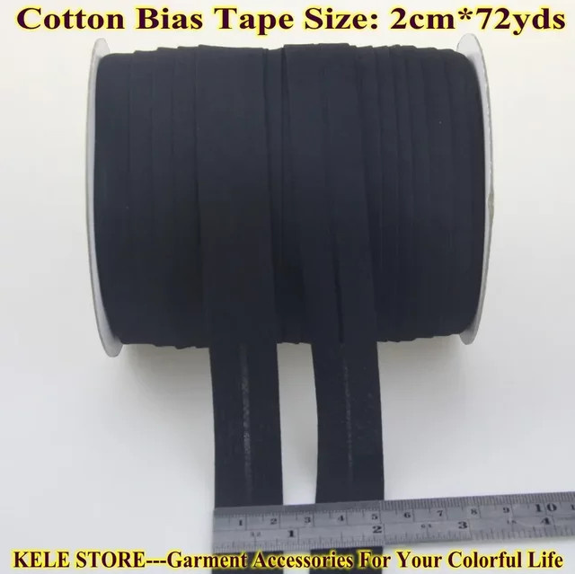 Schrägband aus 100% Baumwolle in Schwarz für DIY Nähprojekte, Breite: 2 cm, Länge: 65,88 m - Bild 1