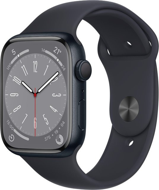 Apple Watch Series 8 GPS Aluminium mit Sportarmband in Mitternacht/Schwarz (45mm) - Bild 1