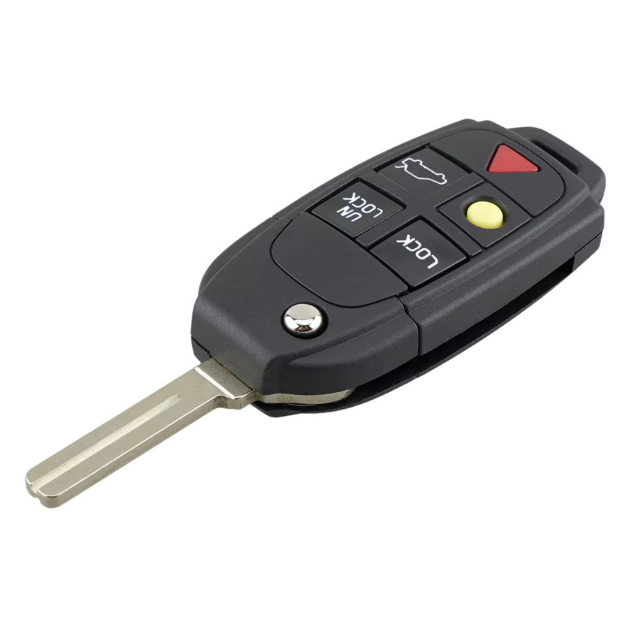 NovaSphere Klappbares 5-Tasten Autoschlüsselgehäuse Ersatz für Volvo S60 2000-2009, S80, V70, XC70, XC90 1999-2013, Schwarz - Bild 5