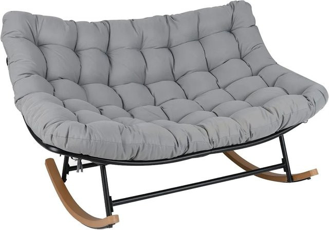 Costway Schaukelstuhl für 2 Personen in Schwarz und Grau mit Kissen, modern und belastbar bis 320 kg - Bild 1