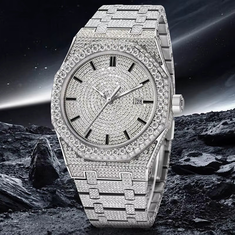 PINDU Armbanduhr, Automatik, Edelstahl, Moissanit, Silber, Herren - Bild 2