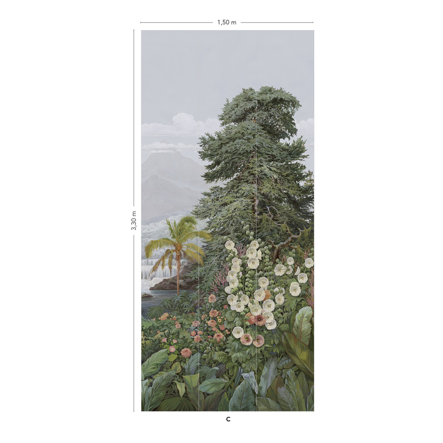 Isidore Leroy Mural Firone Corail Wandtapete mit floralem Muster in Mehrfarbig, B/H: 150 x 330 cm - Bild 1