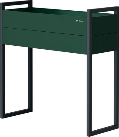 JAN NOWAK Hohe Blumenkübelverkleidung aus Metall in Flaschengrün und Anthrazit, B/T/H: 100 x 100 x 38 cm