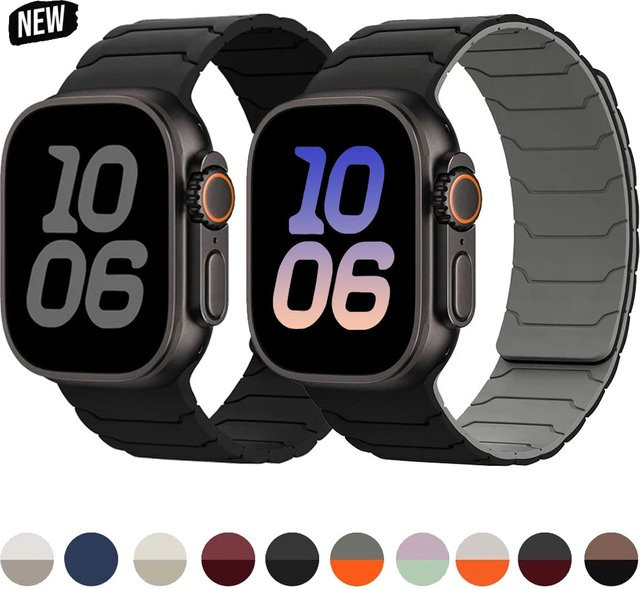 Uhrenarmband Silikon, Magnetisch, Schwarz, Unisex - Bild 1