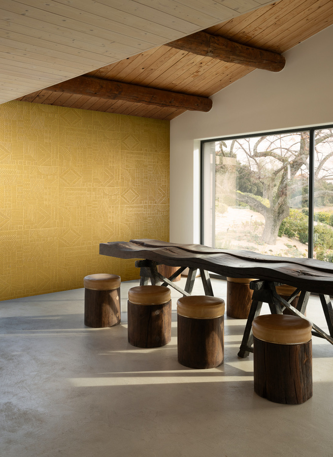 Arte Wallpaper Carvato Mustard Gelb Geometrisches Abstract Vlies Tapete - Bild 1