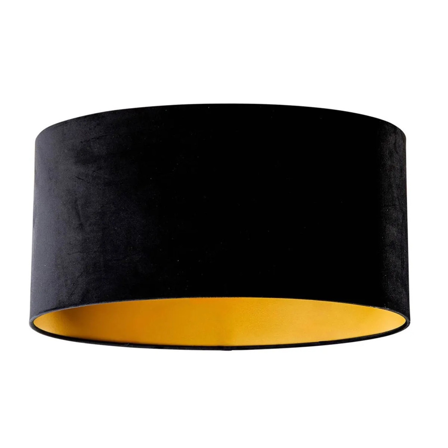 QAZQA Samtlampenschirm Oval in Schwarz mit Gold/Messing, E27, Durchmesser: 50 cm, Höhe: 25 cm, Breite: 33 cm - Bild 2