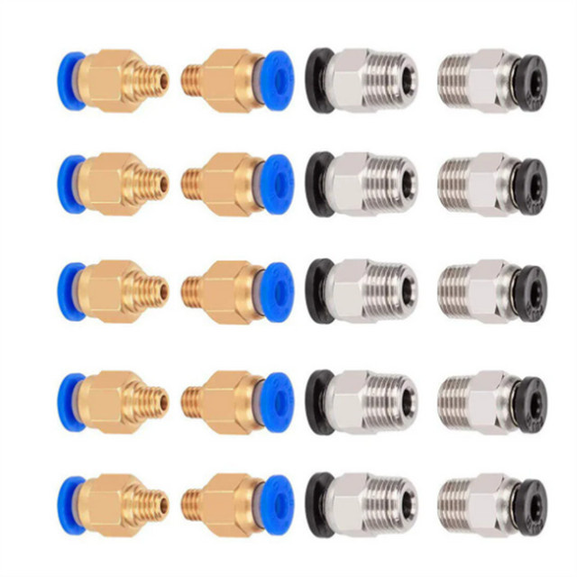 AOKIN 10er Set Pneumatische Schnellkupplungen für 3D-Drucker und PC4 M6 M10 PTFE-Rohrarmaturen in Multicolour - Bild 1