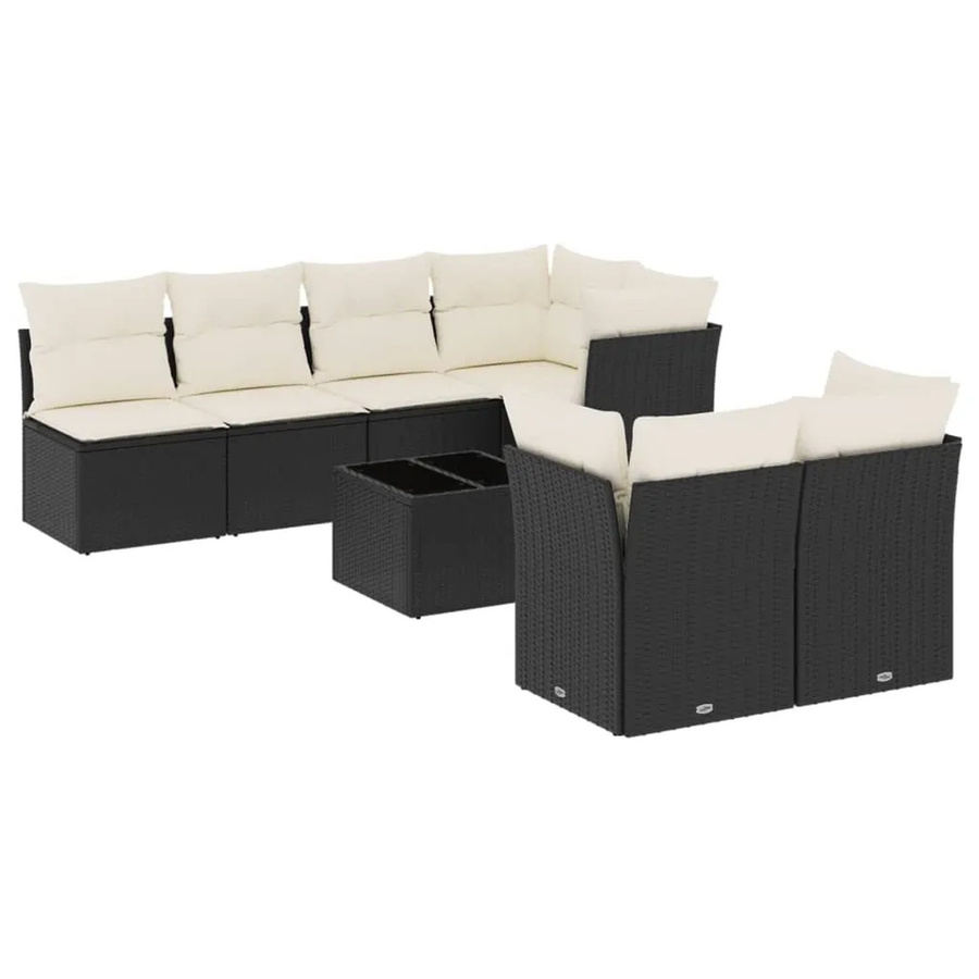 vidaXL 8-teilige Garten-Sofagarnitur aus Poly-Rattan in Schwarz mit Sitzkissen und Stauraum - Bild 2