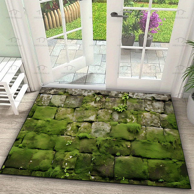 VIKAMA Willkommens-Fußmatte Green Moss, rutschfest und wetterfest, rechteckig, Farbe: Grün, B x T: 60 x 40 cm - Bild 1