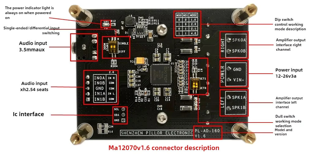 Nvarcher HIFI Digital-Verstärker CLASSD Board MERUS MA12070 2X80W V1.6 in Schwarz - Bild 2