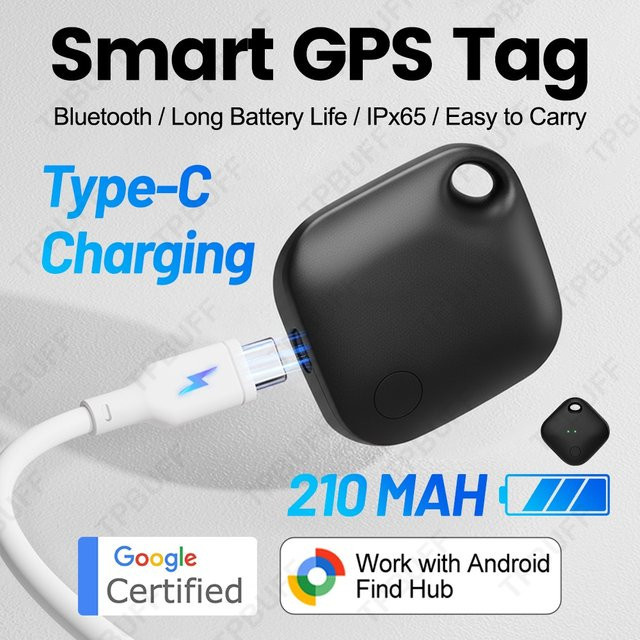 TPBUFF Tag GPS Tracker für Android mit Google Find My Device Funktion, Tragbarer Anti-Verlust-Tracker in Weiß - Bild 1