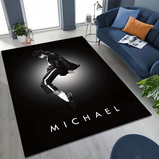 Faviora MJ Michael Jackson King of Pop Art Teppich in Schwarz für Wohnzimmer und Schlafzimmer - Bild 1