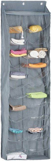 Relaxdays Türorganizer aus Baumwolle in Grau und Transparent, faltbar, Höhe: 160 cm, Breite: 54 cm, Tiefe: 14 cm - Bild 1
